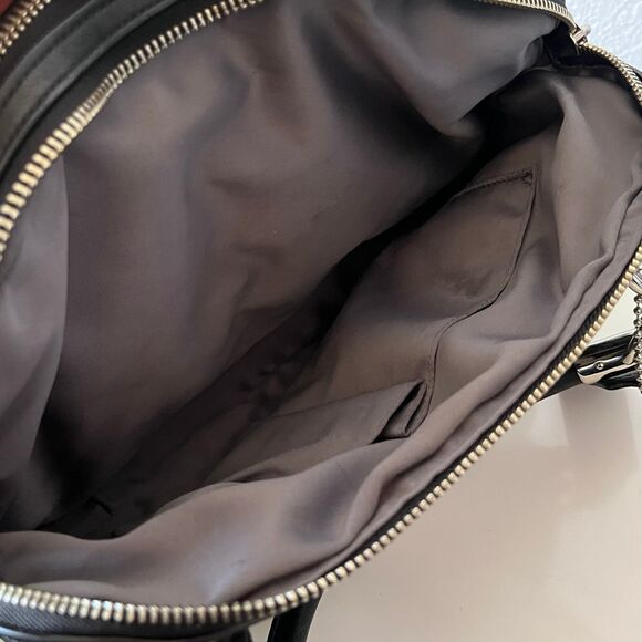 Vintage Coach Kristen Signature Fabric Handbag Black Grey Leather Pockets - Picture 6 of 8